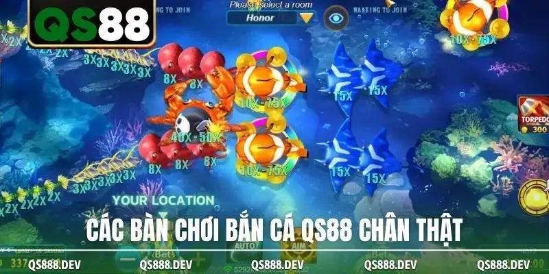 Các bàn chơi bắn cá QS88 chân thật