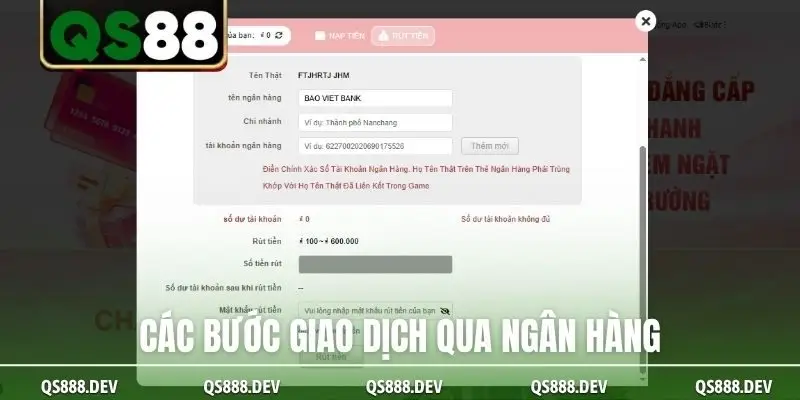 Các bước giao dịch qua ngân hàng