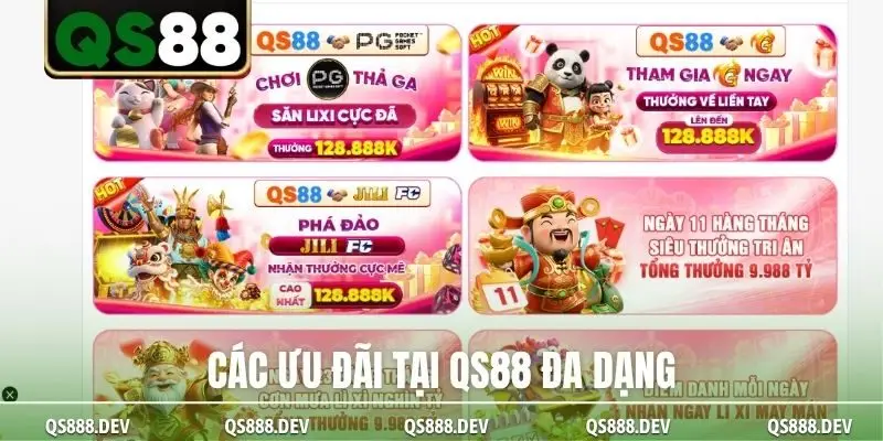 Các ưu đãi tại QS88 đa dạng