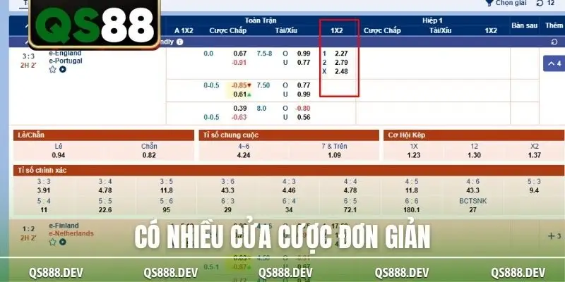 Có nhiều cửa cược đơn giản