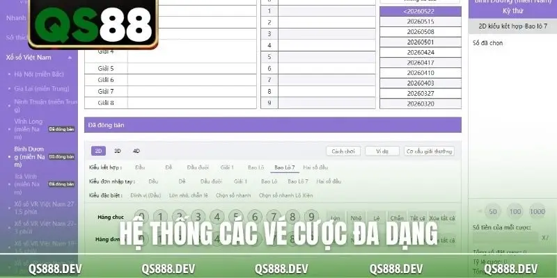 Hệ thống các vé cược đa dạng