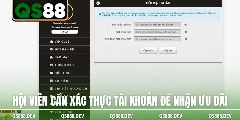 Hội viên cần xác thực tài khoản để nhận ưu đãi