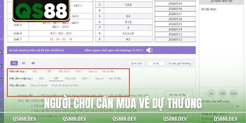 Người chơi cần mua vé dự thưởng