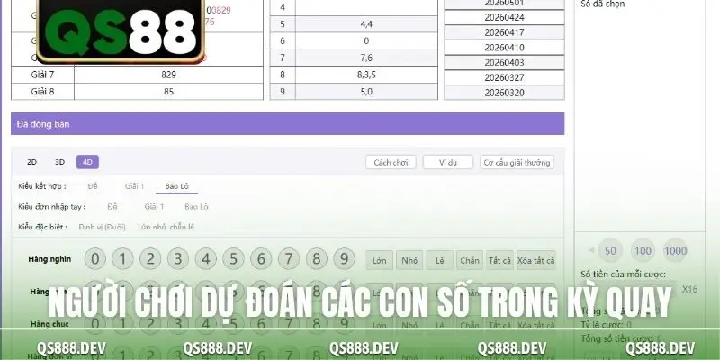 Người chơi dự đoán các con số trong kỳ quay