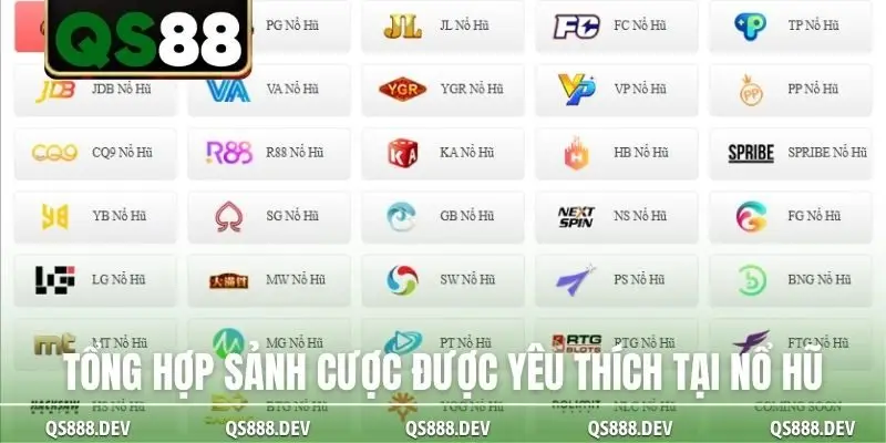 Tổng hợp sảnh cược được yêu thích tại nổ hũ